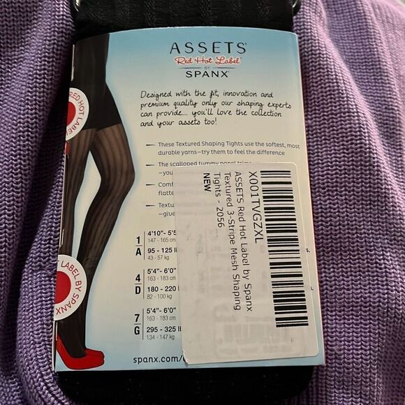 Spanx Black Stripe Mesh Shaping Tights size 5 - Picture 4 of 5